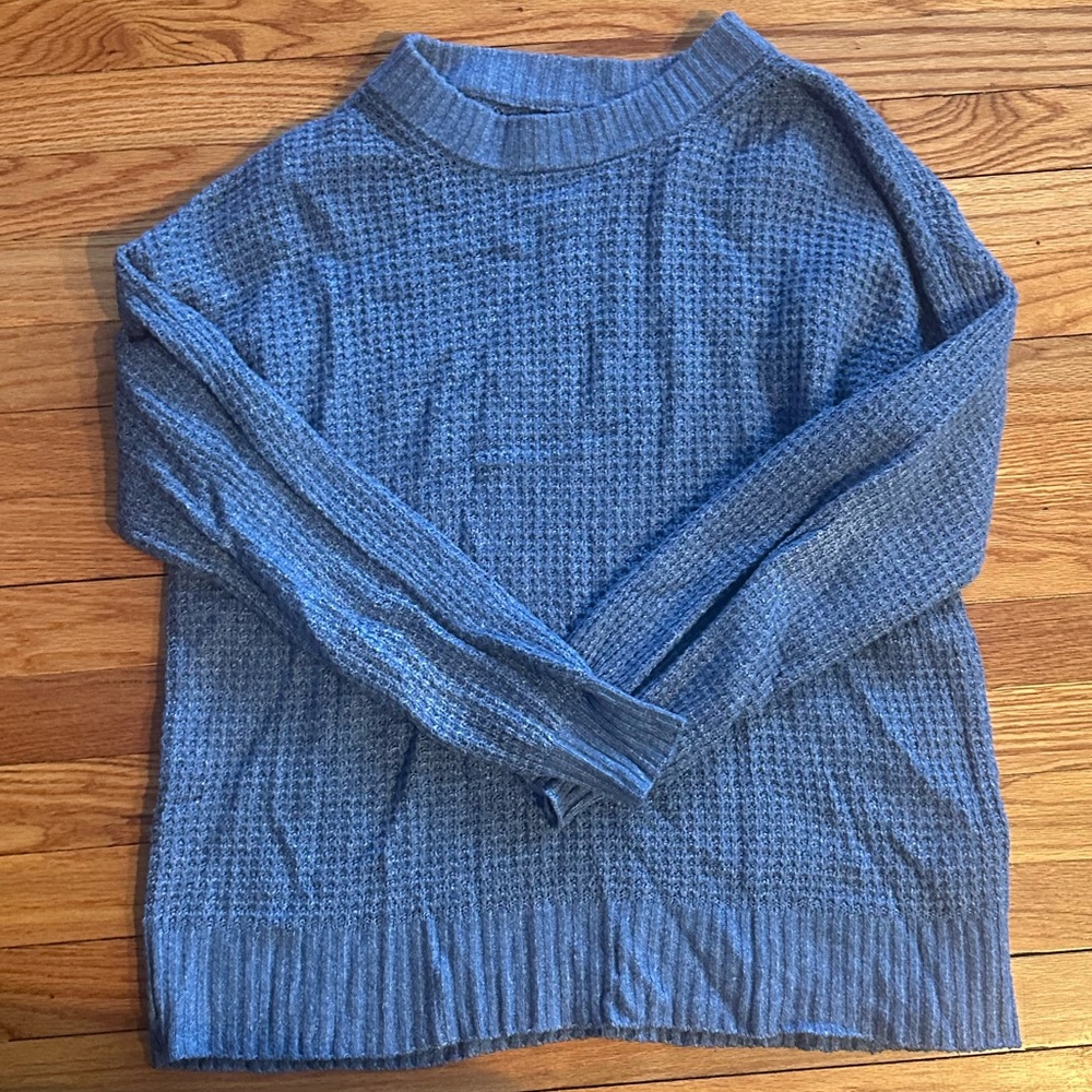 American Eagle Outfitters Textured Blue Crewneck Sweater